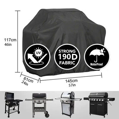 Cubierta para parrilla de gas para barbacoa Protección UV Durable Conveniente Se adapta a la cubierta para muebles de parrilla Weber Char-Broil Negro