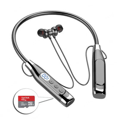 Auriculares inalámbricos con banda para el cuello, auriculares Bluetooth con micrófono, batería de larga duración, Auriculares deportivos de alta calidad para tarjeta TF