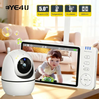 Monitor de vídeo para bebé de 5 pulgadas con cámara PTZ Zoom Babyphone Cam protección de seguridad cámaras de vigilancia Sensor de temperatura canción de cuna