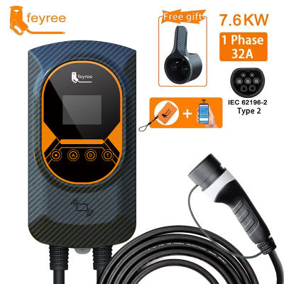Estación de Carga para Vehículos Eléctricos Feyree, 32A, Cargador de Pared EVSE, 7.6/11/22KW, Tipo 2, Cable IEC62196, Control por Aplicación