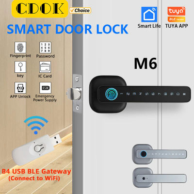 CDOK 2025 Nueva cerradura inteligente M6 Tuya Bluetooth, cerradura de puerta, cerradura de huella digital, cerradura de contraseña, múltiples métodos de desbloqueo
