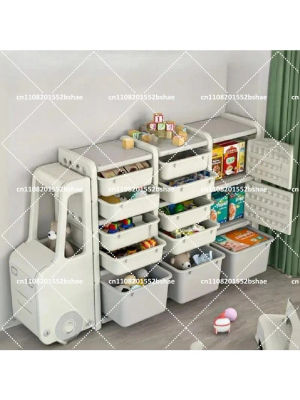 Armario de Juguetes de Plástico para Niños con Estante, Organizador de Muebles para Dormitorio Infantil
