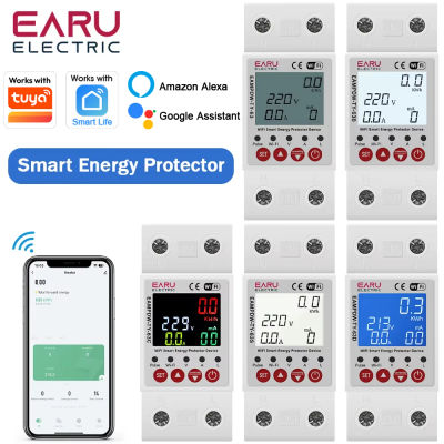 Medidor de Energía Inteligente WiFi EARU Tuya, Monitor de kWh, Protector de Sobretensión, Subtensión, Fugas a Tierra, Interruptor de Relé de Tiempo