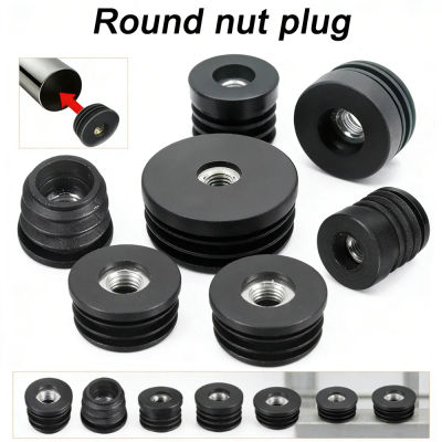 4-16 unidades de tapones redondos de plástico M6 M8, tapas negras para orificios, almohadillas ajustables con tornillo para patas de muebles y cubiertas de extremos de tubos