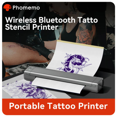 Impresora de plantillas de tatuajes Phomemo M08F, impresora térmica de tatuajes Bluetooth, suministros de tatuajes para artistas de tatuajes y principiantes