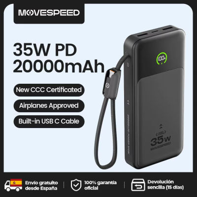 【CCC】MOVESPEED P20 Power Bank 20000mAh Cargador externo 35W PD Carga rápida Powerbank Batería LFP para iPhone Xiaomi Samsung