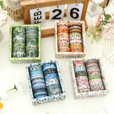 18 rollos, plantas temáticas de las cuatro estaciones, cinta washi de flores para vacaciones, álbum de fotos DIY, tarjeta de felicitación, caja de regalo, decoración exquisita