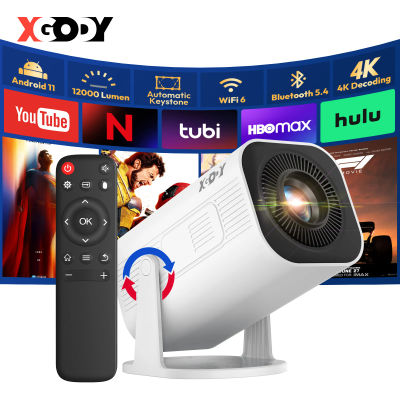 Proyector LED XGODY 4K 1080p con brillo de 12000 lúmenes, sistema de cine en casa portátil WiFi 6 Bluetooth 5,0 para entretenimiento