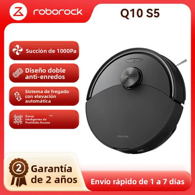 roborock Q10 S5 Robot Aspirador y Fregasuelos Succión HyperForce de 10000 Pa, Robot Vacuum con Doble Sistema Antienredos, Navegación PreciSense LiDAR, Evitación de Obstáculos Reactive Tech