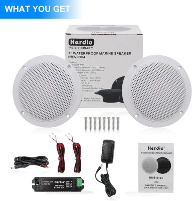 Herdio 2 uds 4 pulgadas Kit de altavoces Bluetooth de techo resistentes al agua 160W altavoces marinos para baño cocina hogar Camper al aire libre