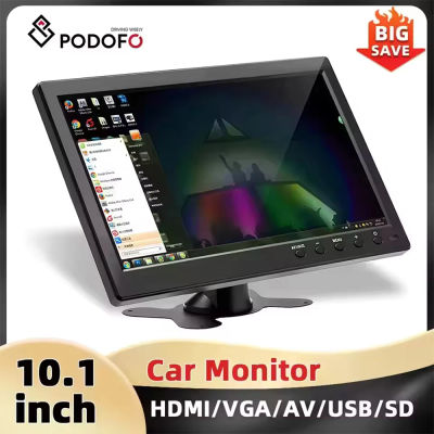 Monitor de Seguridad Podofo con Pantalla TFT LCD HD de 10.1'', Entrada de Video HDMI/VGA/AV/USB/SD, Reproductor de PC/TV/DVD, Monitor para Auto