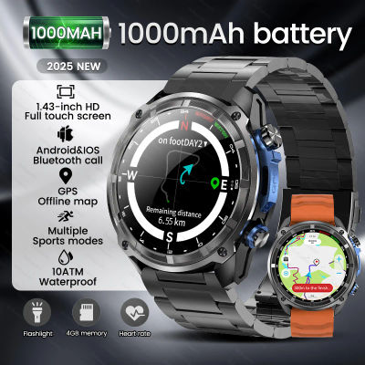 2025New 1000mAh batería Ultra grande reloj inteligente GPS mapa 10ATM impermeable ritmo cardíaco Bluetooth llamada hombres deportes al aire libre Smartwatch