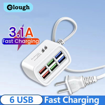 Regleta de alimentación con 6 cargadores USB, adaptador de cargador de teléfono con enchufe Universal de carga rápida para UE/EE. UU., Cable de extensión de enchufe eléctrico, enchufe de mesa