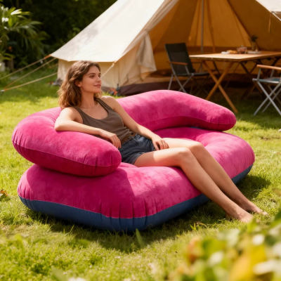 Sofá Inflable Doble TL, Sillón Perezoso de Dos Plazas, Resistente a Fugas, Mueble Inflable para Interiores y Exteriores, Camping