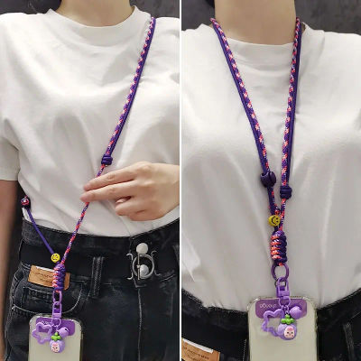 Cordón trenzado portátil para teléfono móvil, antipérdida con colgante de dibujos animados, correa para el cuello, correa ajustable para teléfono multifunción