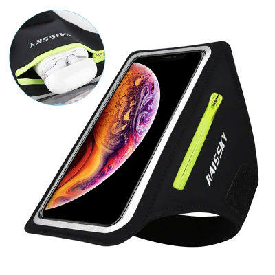 HAISSKY brazaletes deportivos para correr para iPhone 16 15 14 13 12 Pro Max 14 Plus Samsung S24 Ultra bolsa de brazo con cremallera funda para AirPods Pro 3