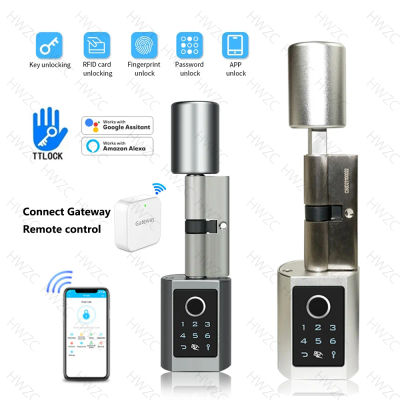 Cilindro de fácil reemplazo, cerradura inteligente, aplicación TTlock, Bluetooth, contraseña de huella digital, desbloqueo NFC, bloqueo automático/desbloqueo, protección de seguridad