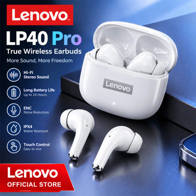 Auriculares inalámbricos Lenovo LP40 Pro TWS, Bluetooth 5.1, diseño deportivo, con cancelación de ruido, almohadillas de silicona y control táctil.