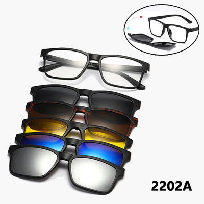 Gafas de sol magnéticas con Clip, montura de gafas ópticas 6 en 1 para mujeres y hombres, conjunto de gafas multiusos de visión nocturna polarizadas 2202 sin caja