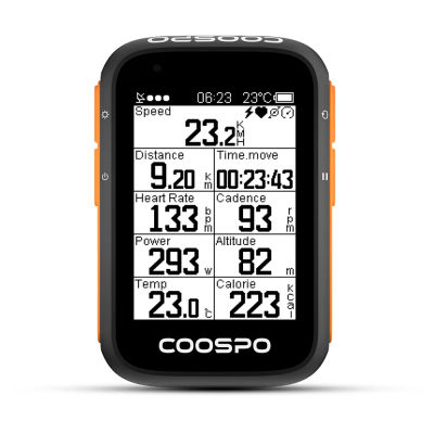 COOSPO BC200 - Ciclocomputador Inalámbrico con GPS, Velocímetro para Bicicleta, Odómetro, Pantalla de 2.6 Pulgadas, Bluetooth 5.0, ANT+, Sincronización con Aplicación, Altitud y Pendiente