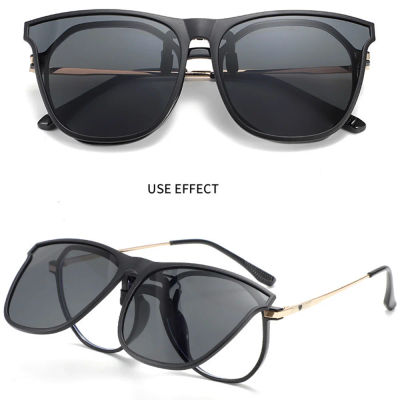Gafas de sol polarizadas con Clip para hombre, gafas para conductor de coche, gafas de sol UV400, gafas cuadradas Vintage antideslumbrantes