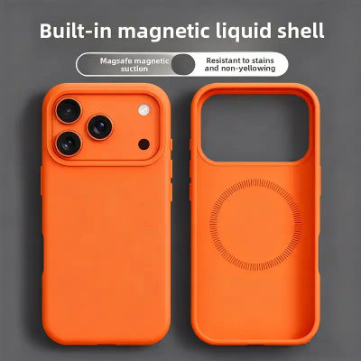 Funda Magnética de Silicona Naranja a Prueba de Golpes para iPhone 17 Pro Max, Air 16, 15, 14, 13, 12, Compatible con Cargador Inalámbrico Magnético