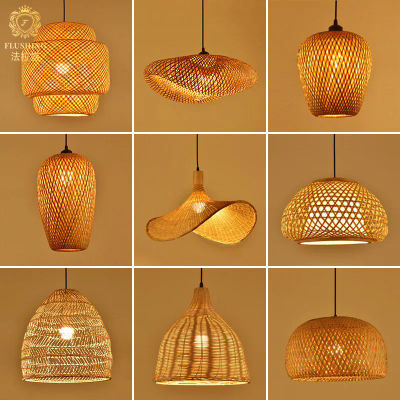 La más nueva lámpara colgante de bambú, luces de techo, brillo de mimbre, tejido a mano, trenzado, suspendido, comedor en casa, decoración interior trenzada