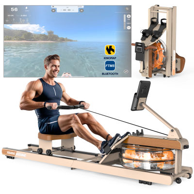 Máquina de Remo Plegable | Capacidad de Carga de 160 kg | Monitor Bluetooth | 180 ° Remoadora Plegable para Gimnasio en Casa con Ruedas de Almacenamiento