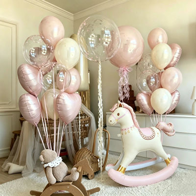 Set de Globos Rosados: Globo de Aluminio de Caballo Rosado, Globo de Corazón Rosado para Decoración de Fiestas de Cumpleaños y Baby Shower