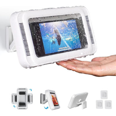 Soporte para teléfono de ducha con altavoz con rotación de 480, soporte para teléfono de pared para ducha, funda de ducha antiniebla impermeable para teléfonos de 4-7"