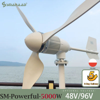 SMARAAD-generador de turbina eólica Horizontal más potente de 5000W, molino de viento con controlador de cargador MPPT gratuito e inversor fuera de la red