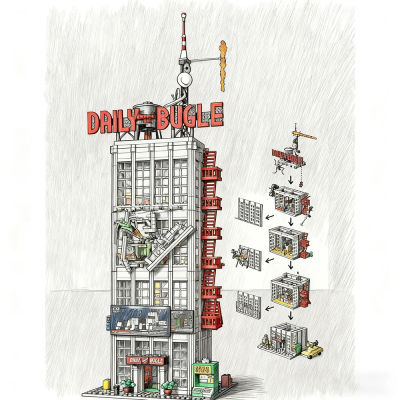 Street View Series 3772 Uds. Modelo de construcción de periódico diario muebles para el hogar bloques de construcción juguetes gigantes regalos de cumpleaños de Navidad