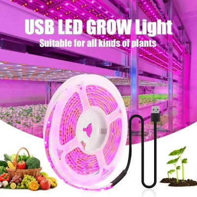 Luces de cultivo de plantas Led USB de 5V CC, tira de lámpara Phyto de espectro completo de 1m 2m 3m para sistema de cultivo de invernadero hidropónico de plantas.