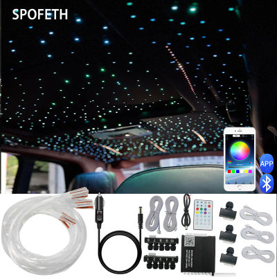 Kit de Luces de Techo con Fibra Óptica de 1/3, Efecto Cielo Estrellado, Control por Bluetooth, RGBW, Música, para Automóvil