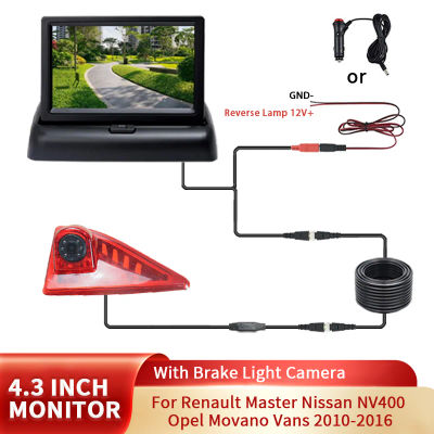 Cámara de marcha atrás de luz de freno de coche con Monitor de coche de 4,3 pulgadas para Renault Master Nissan NV400 Opel Movano Vans 2010-2016