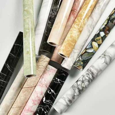 Pegatinas gruesas impermeables de Pvc con diseño de mármol de imitación, papel tapiz autoadhesivo de vinilo moderno, renovación de muebles, estufa superior