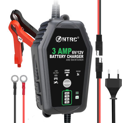 Cargador de Batería Inteligente HTRC 6V 12V 3000mA Automático para Baterías de Litio LiFePO4, Plomo-Ácido, AGM, GEL, para Coche y Motocicleta