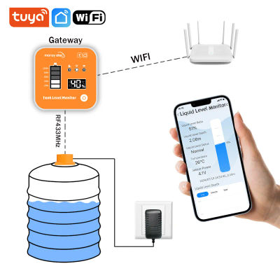 Moray ME201R Tuya APP pantalla de temperatura pantalla LCD inalámbrica pantalla de tiempo indicador de batería baja alarma Monitor de nivel de tanque