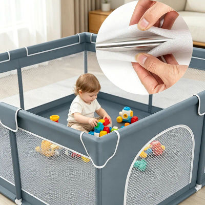 IMBABY Parque Infantil para Bebés de 150*180cm, Color Gris Oscuro, con Protección de Espuma, Corral Grande para Bebés con Puerta, Centro de Actividades Infantiles para Interiores