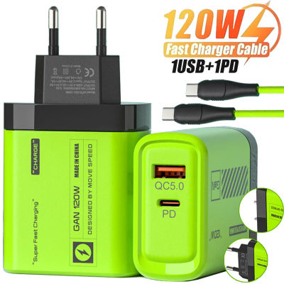 Cargador USB C de 2 puertos de 120W, carga rápida 3,0 tipo C, cargadores de teléfono USB, adaptador de carga rápida para Samsung iPhone 15 Xiaomi Huawei