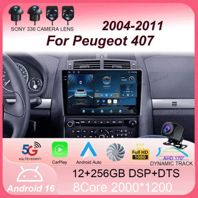 Radio para Auto Android 16 con Carplay para Peugeot 407 1 2004-2011, Reproductor Multimedia de Video, Monitor, Navegación GPS, Autoradio Estéreo con Bluetooth