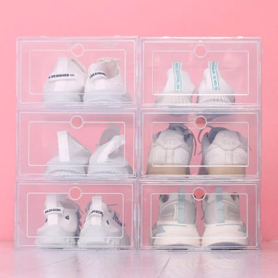 Cajas de zapatos transparentes, cajas apilables para almacenamiento de zapatos de plástico, cajas para zapatillas a prueba de polvo, organizadores de muebles, 6 uds.