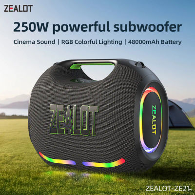 ZEALOT-ZE21 250W gran potencia TWS inalámbrico Subwoofer Altavoz Bluetooth alto volumen impermeable portátil energía móvil sonido HIFI