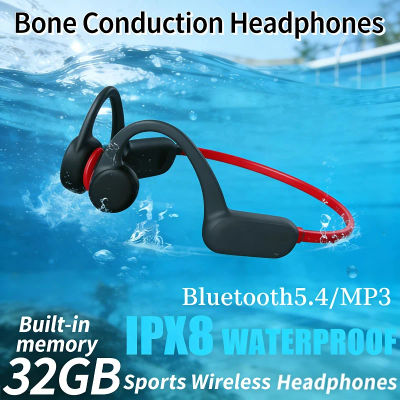 Auriculares de Conducción Ósea IPX8 Impermeables MP3 32GB Bluetooth 5.4 Auriculares Deportivos con Micrófono para Natación, Correr y Fitness 2026