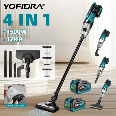 YOFIDRA-aspiradora eléctrica inalámbrica, 1500W, 12KPA, portátil, 2 en 1, herramienta eléctrica de limpieza para el hogar y el coche, Pin de batería de 18V