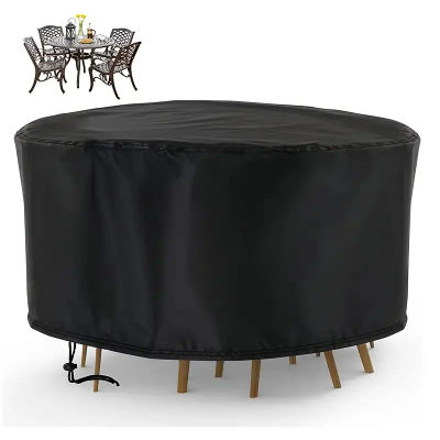 1 cubiertas redondas para muebles de Patio, cubiertas impermeables para juego de muebles de exterior para mesa de Patio, cubierta para mesa redonda de jardín y comedor