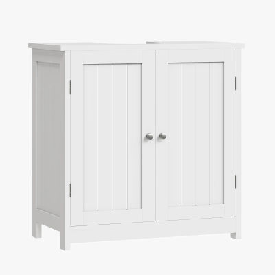 Mueble de Baño de 30x60x50.5cm, Organizador Bajo Lavabo con 2 Puertas, Mueble de Baño con Lavabo Integrado