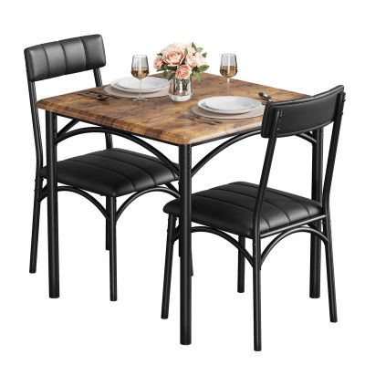 Juego de Mesa de Comedor de 3 Piezas para 2 Personas - Mesa de Cocina que Ahorra Espacio y Sillas Tapizadas, Muebles para Apartamentos y Comedores Pequeños