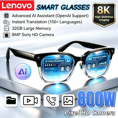 Lentes Inteligentes con IA Lenovo 2026, Cámara HD de 800W, Grabación 8K, Llamadas de Voz, Traducción, Bluetooth, Lentes para Motocicleta con IA