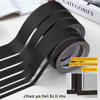 Cinta de ajuste de borde de grano de madera negro mate, cinta autoadhesiva para muebles, borde impermeable, fácil instalación, 10M, 1 ud.